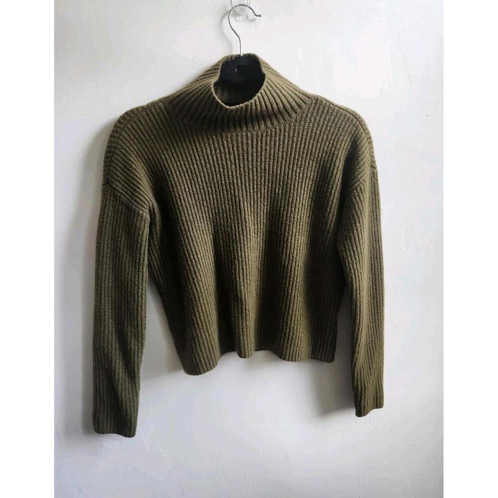 GOODTHREADS Army Green Mock Neck Long Sleeve Sweater Women Size S